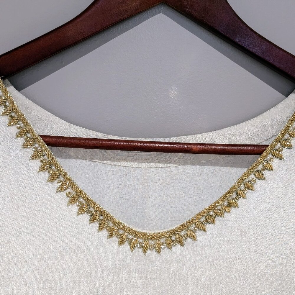 White Silk Embroidered Gown